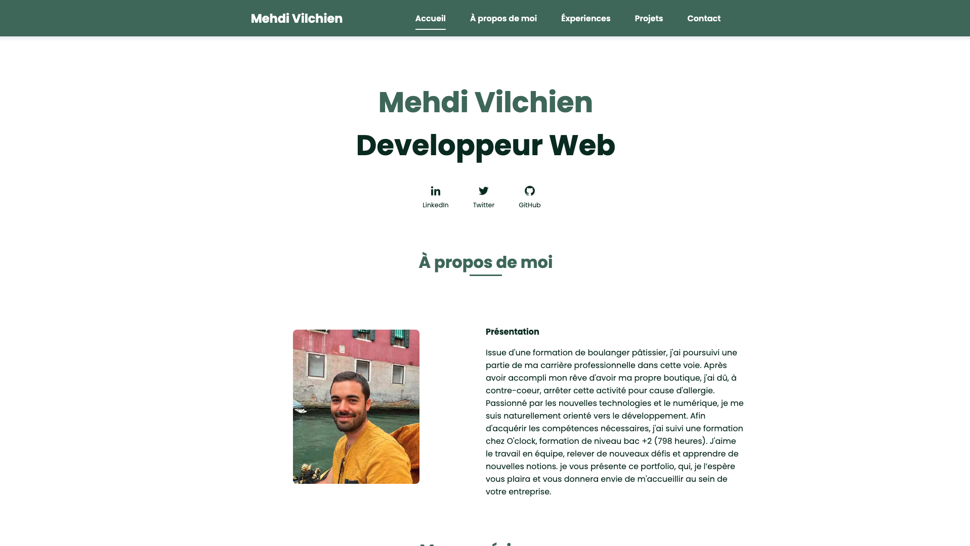 Site internet de Mehdi Vilchien, developpeur web